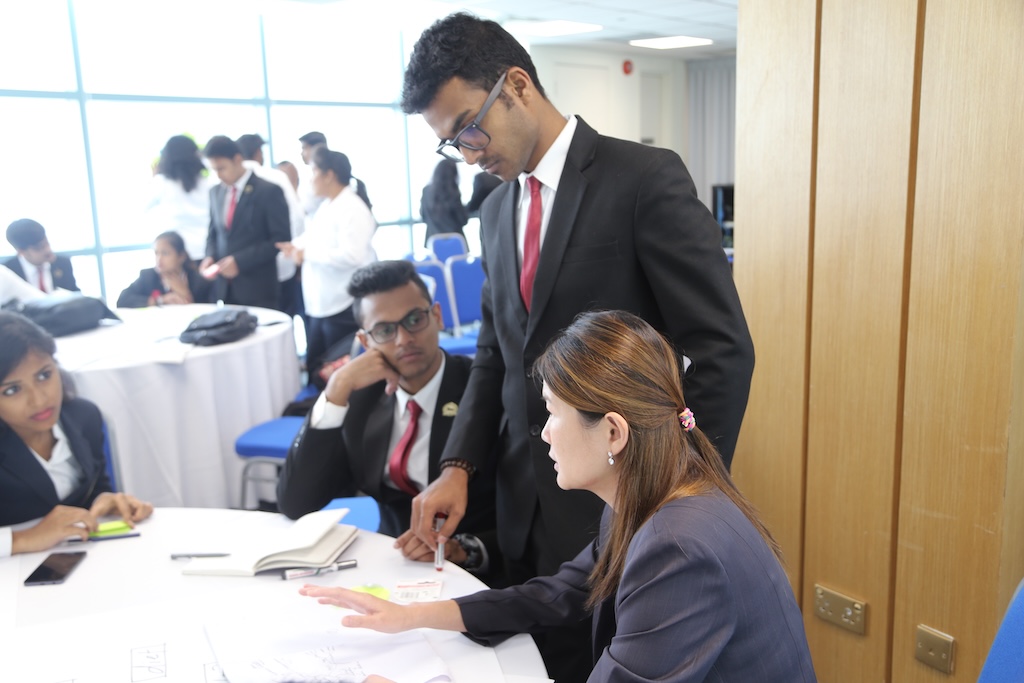 Students collaborating on university applications