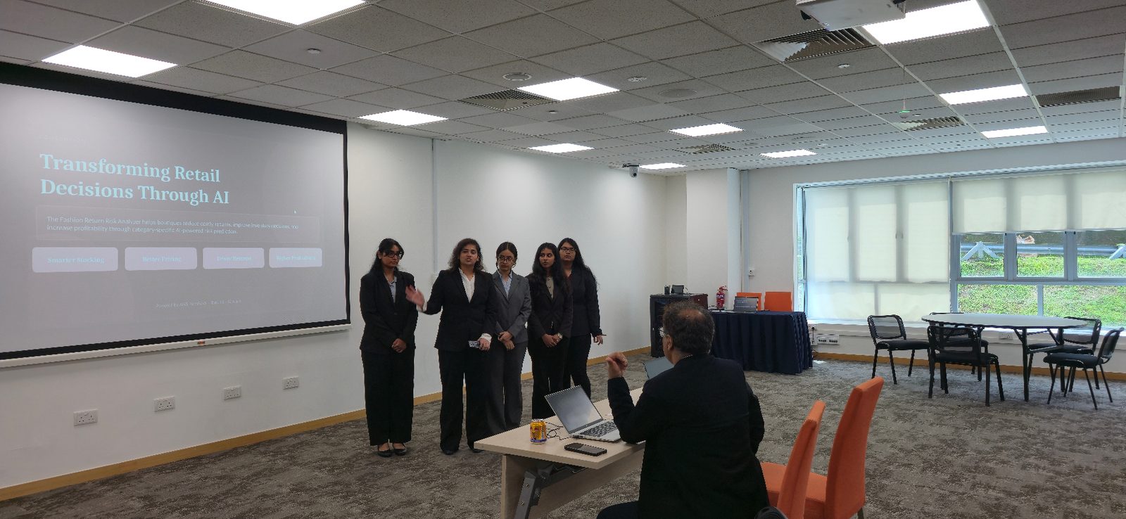 Indian students presenting an AI-powered retail analytics project during their international internship in Singapore at NUS